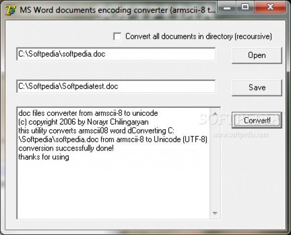 MS Word documents encoding converter screenshot