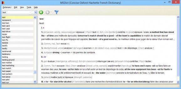 MSDict Concise Oxford-Hachette French Dictionary screenshot
