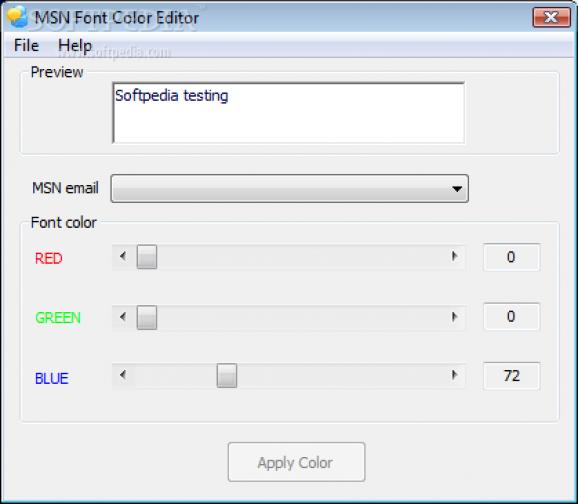 MSN Font Color Editor screenshot
