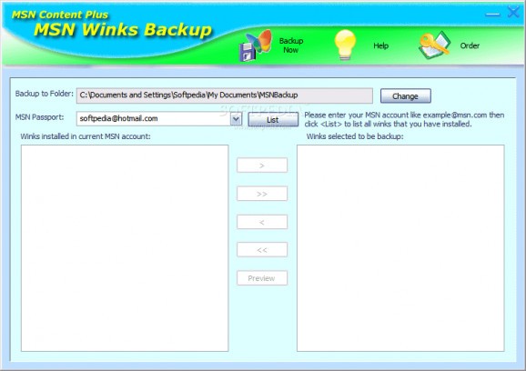 MSN Winks Backup screenshot