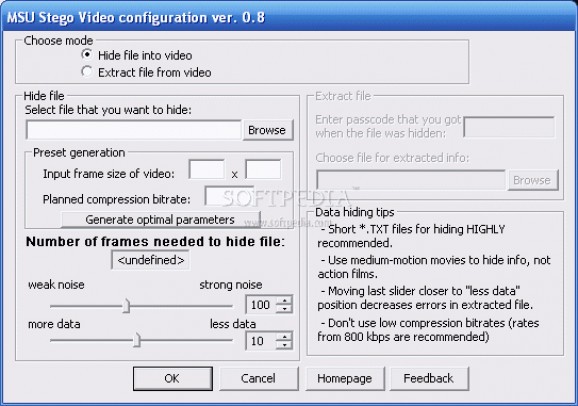 MSU Stego Video VirtualDub Video plugin screenshot
