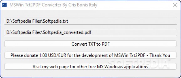 MSWin Txt2PDF Converter screenshot