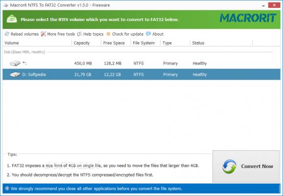 Macrorit NTFS to FAT32 Converter screenshot