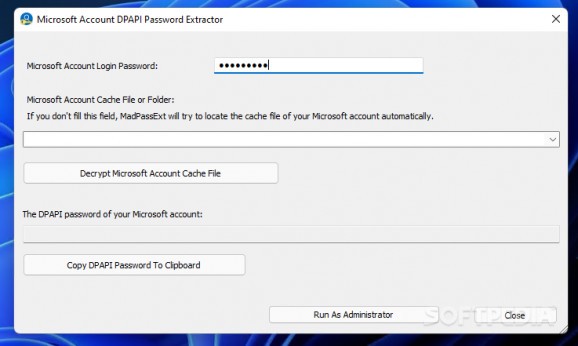 Microsoft Account DPAPI Password Extractor (MadPassExt) screenshot