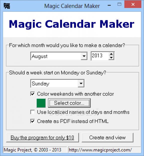 Magic Calendar Maker screenshot