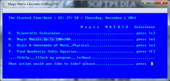 Magic Matrix Calculator screenshot