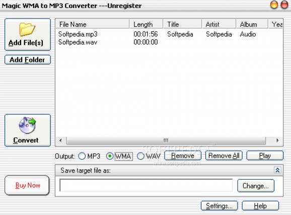 Magic WMA to MP3 Converter screenshot
