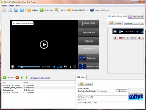MagicHTML Web Video Player screenshot