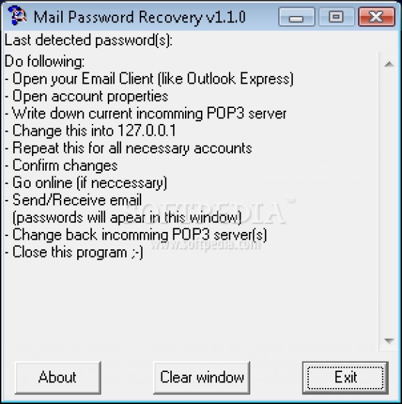 Mail Password Recovery screenshot