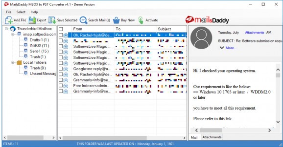 MailsDaddy MBOX To PST Converter screenshot