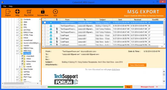 CubexSoft MSG Export screenshot