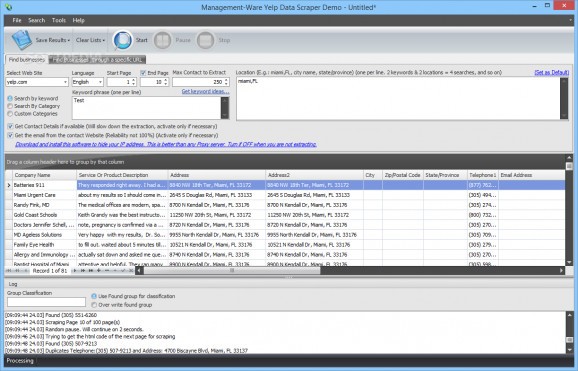 Management-Ware Yelp Data Scraper screenshot
