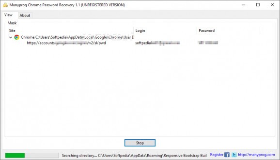 Manyprog Chrome Password Recovery screenshot