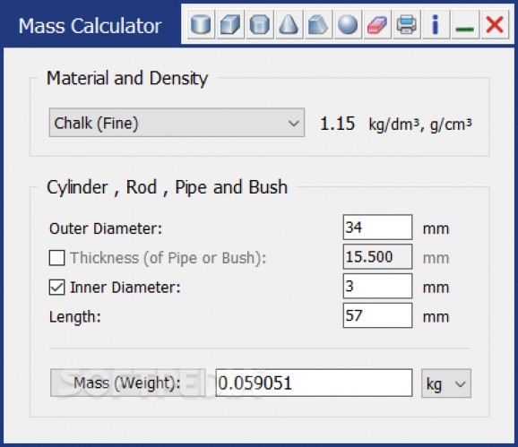 Mass Calculator screenshot