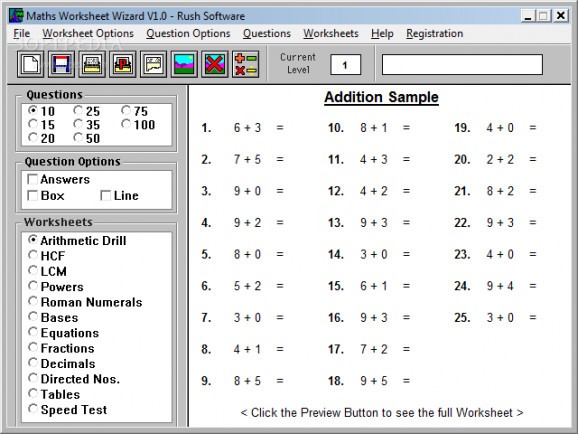 Maths Worksheet Wizard Volume I screenshot