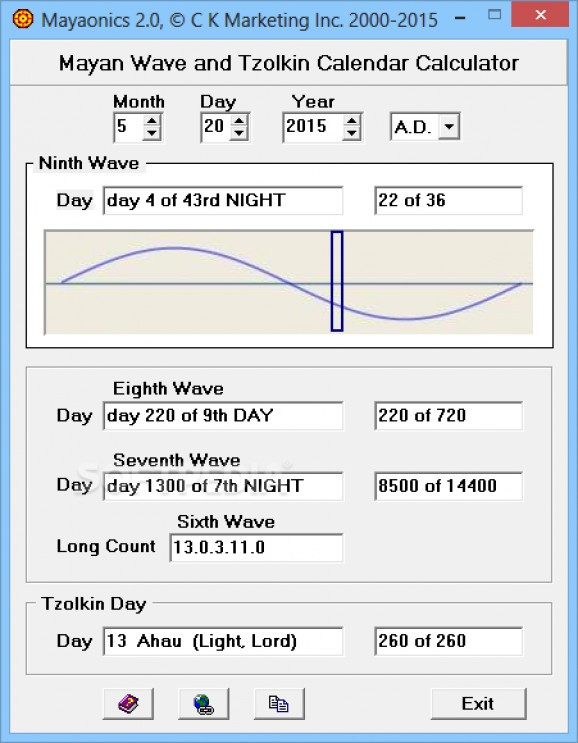 Mayaonic Calendar Calculator screenshot