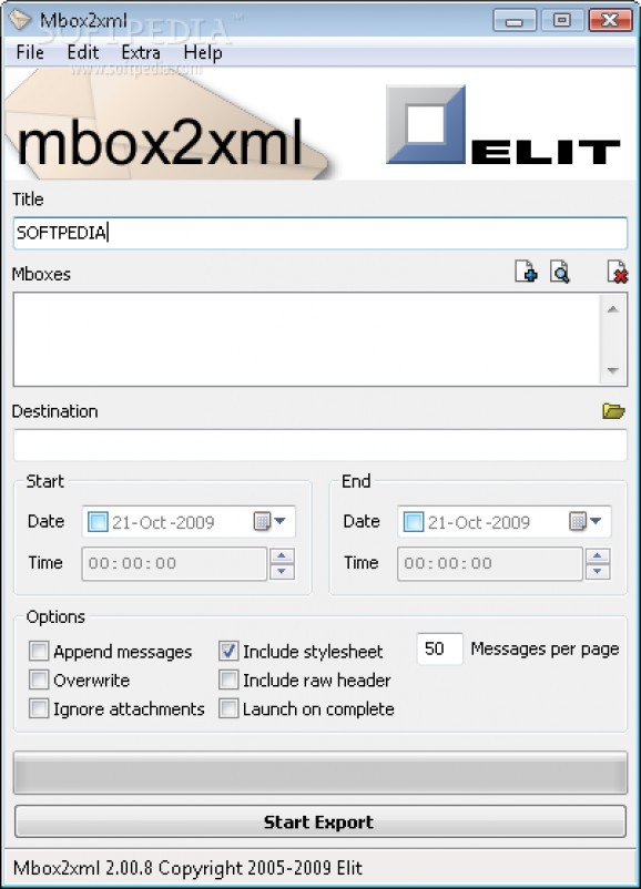 Mbox2xml screenshot