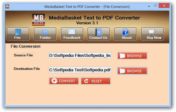MediaBasket Text to PDF Converter screenshot