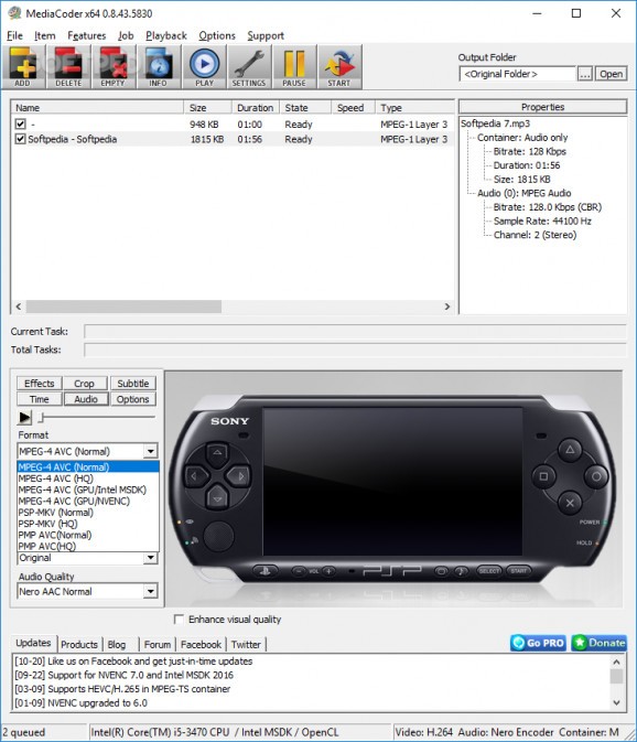 MediaCoder PSP Edition screenshot