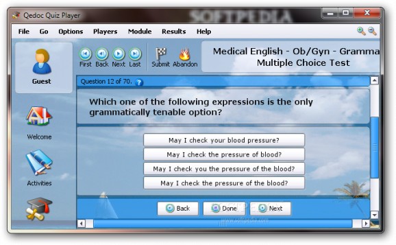 Medical English - Ob/Gyn - Grammar - Multiple Choice Test screenshot