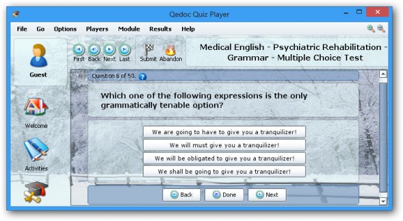 Medical English - Psychiatric Rehabilitation - Grammar - Multiple Choice Test screenshot