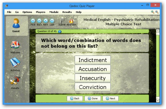 Medical English - Psychiatric Rehabilitation - Multiple Choice Test screenshot