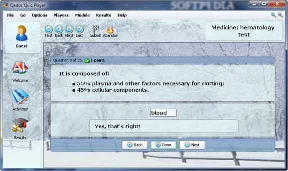 Medicine: hematology test screenshot