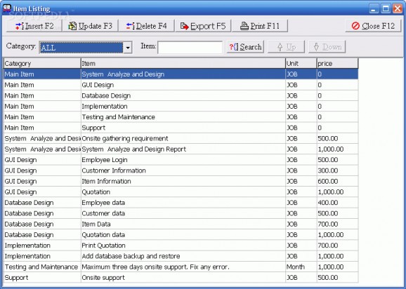 MemDB Quotation System screenshot