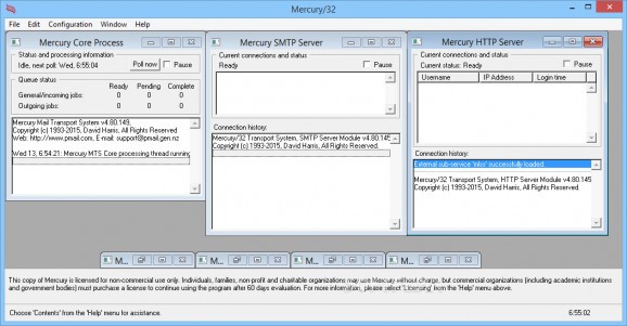 Mercury/32 Mail Transport System screenshot