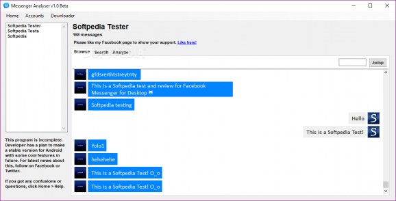 Messenger Analyser screenshot