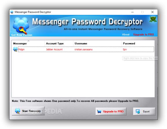 Messenger Password Decryptor Portable screenshot