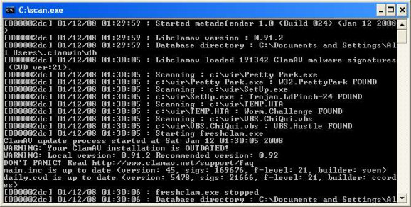 Metadefender ClamWin SDK screenshot