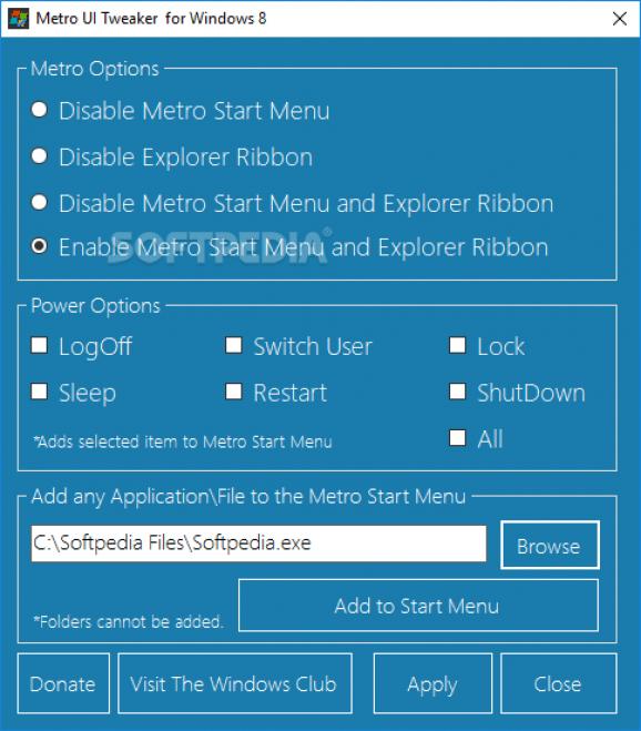 Metro UI Tweaker for Windows 8 screenshot