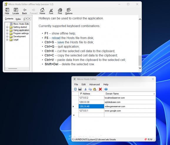 Micro Hosts Editor screenshot