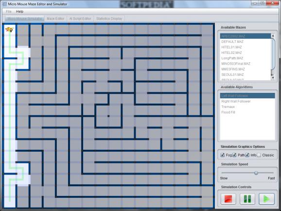 Micro Mouse Maze Editor and Simulator screenshot