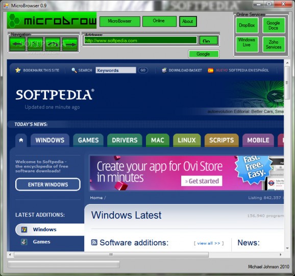 MicroBrowser screenshot