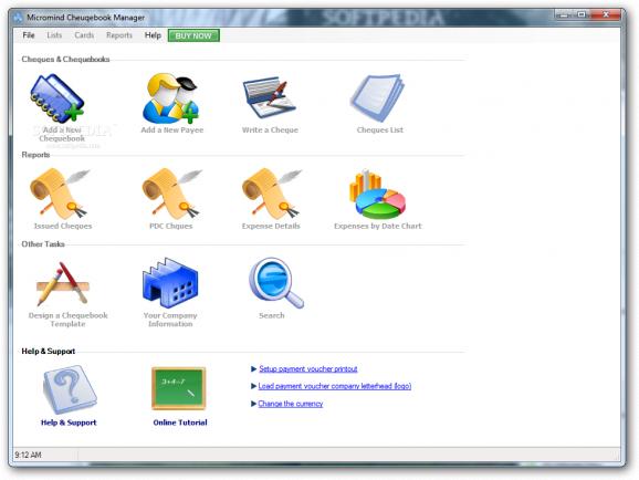 Micromind Chequebook Manager screenshot