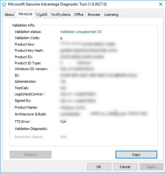 Microsoft Genuine Advantage Diagnostic Tool screenshot