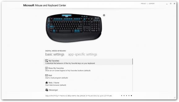 Microsoft Mouse and Keyboard Center screenshot