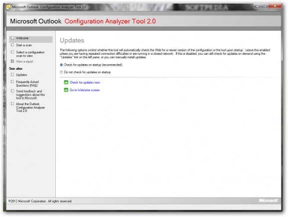 Microsoft Outlook Configuration Analyzer Tool screenshot
