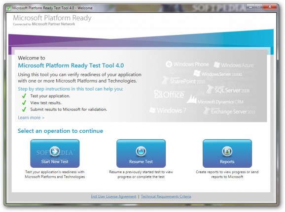 Microsoft Platform Ready Test Tool screenshot