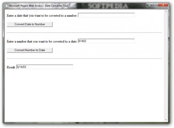 Microsoft Project Web Access - Date Converter Tool screenshot