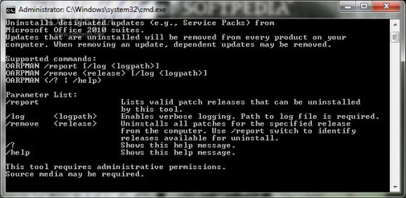 Microsoft Service Pack Uninstall Tool for Microsoft Office 2010 Client Applications screenshot