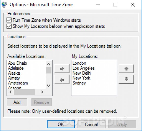 Microsoft Time Zone screenshot