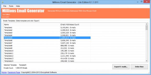 Millions Email Generator Lite Edition screenshot