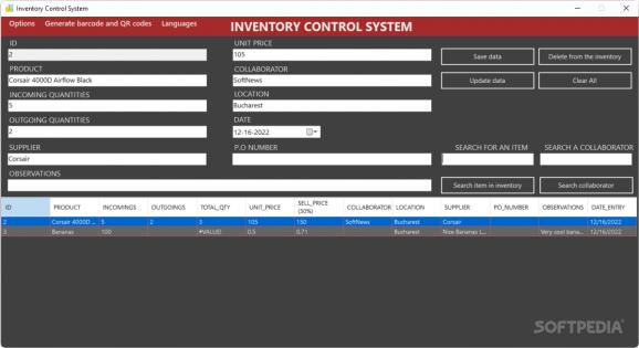Mini Inventory Control System screenshot
