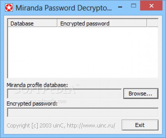 Miranda Password Decryptor (formerly Miranda ICQ Password Decryptor) screenshot