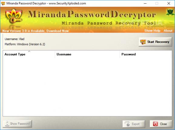 Miranda Password Decryptor Portable screenshot