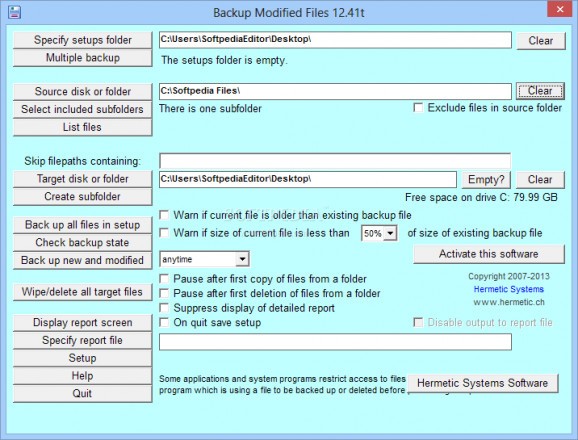 Backup Modified Files screenshot