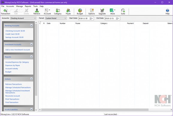 MoneyLine Personal Finance Software Free screenshot